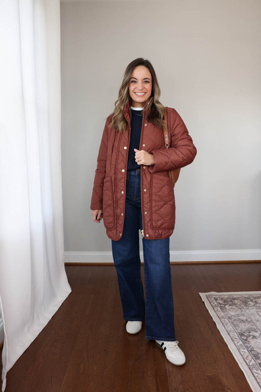 Petite-friendly fall jackets | fall quilted jacket | lightweight jacket for fall and mild weather