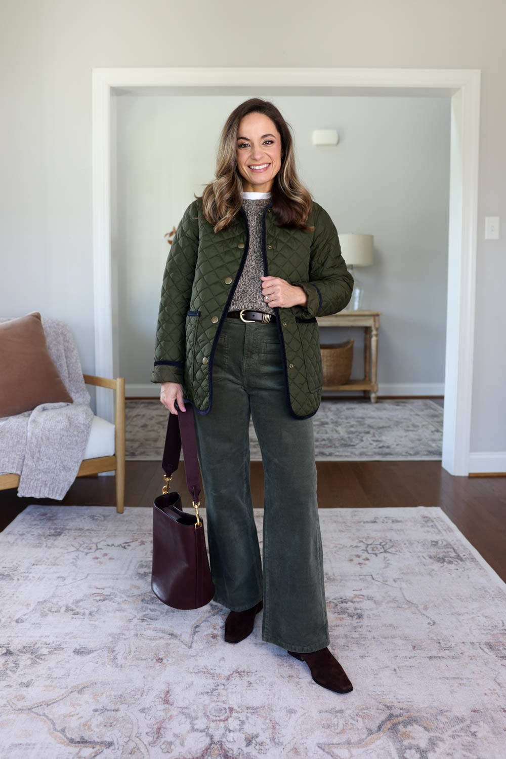 Petite-friendly outfit ideas with Olive green corduroy pants | 25 items 40 outfits capsule wardrobe | fall 2026 capsule wardrobe series | petite fashion 