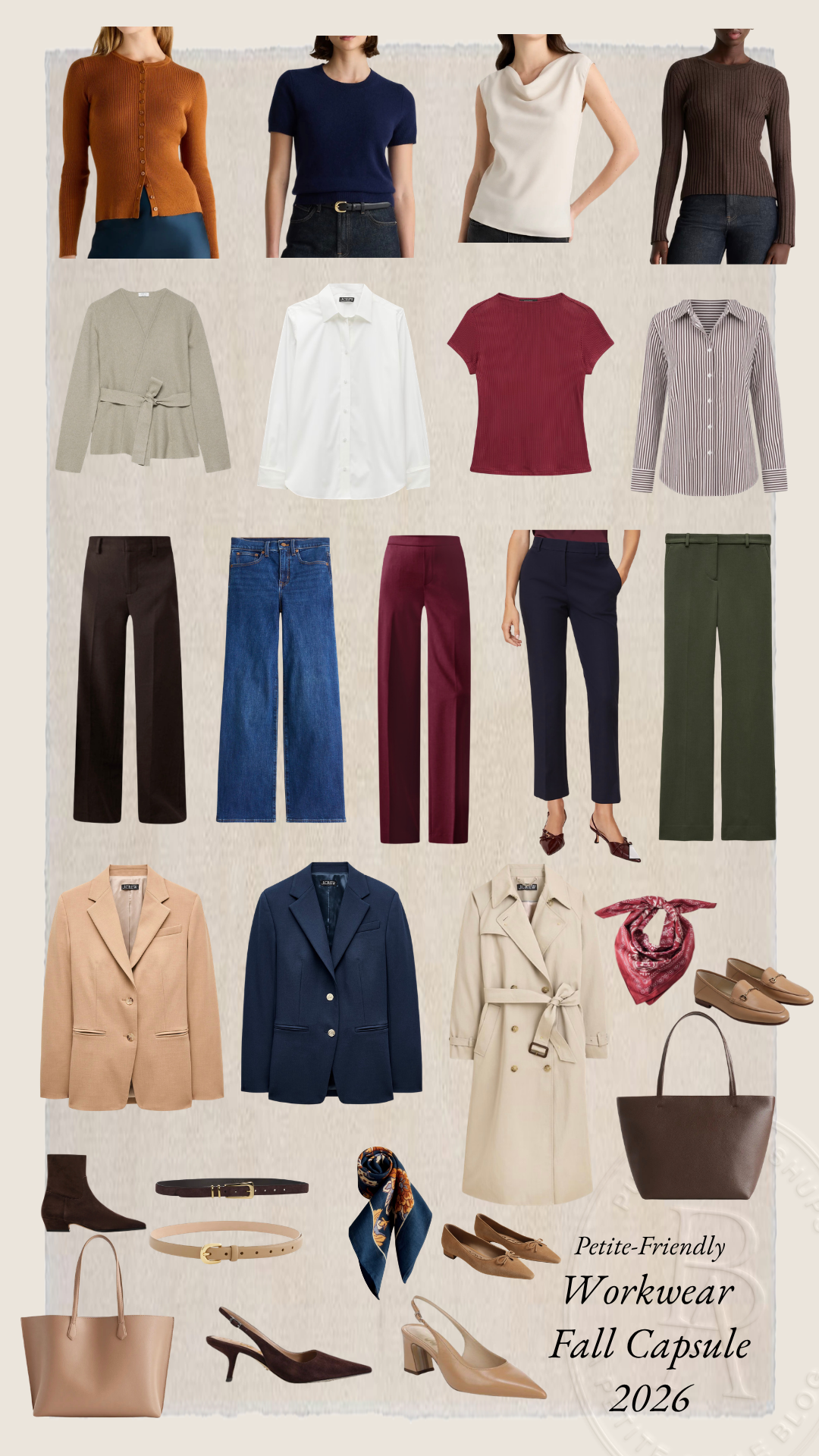 27 piece fall workwear capsule wardrobe for petites | petite-friendly fall outfits | petite fashion | fall capsule wardrobe