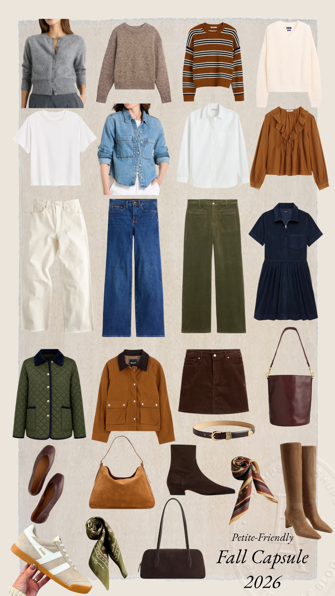 25 piece fall capsule wardrobe for petites | petite-friendly fall capsule wardrobe | petite-friendly fall outfits | minimal wardrobe for fall