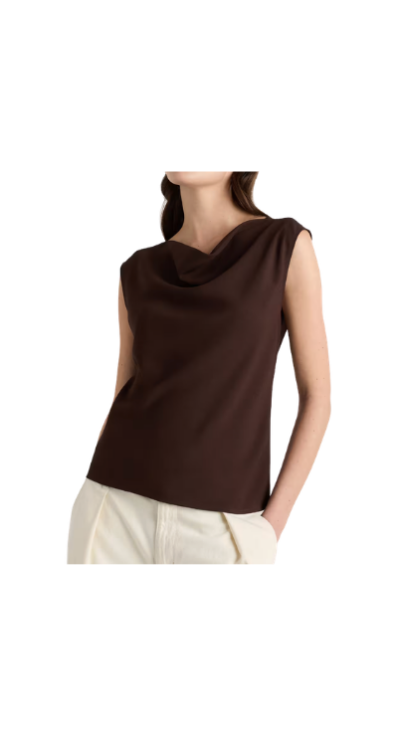 Draped cowl neck top