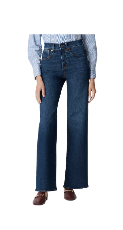 J.Crew Factory wide leg jeans dark wash petite-friendly