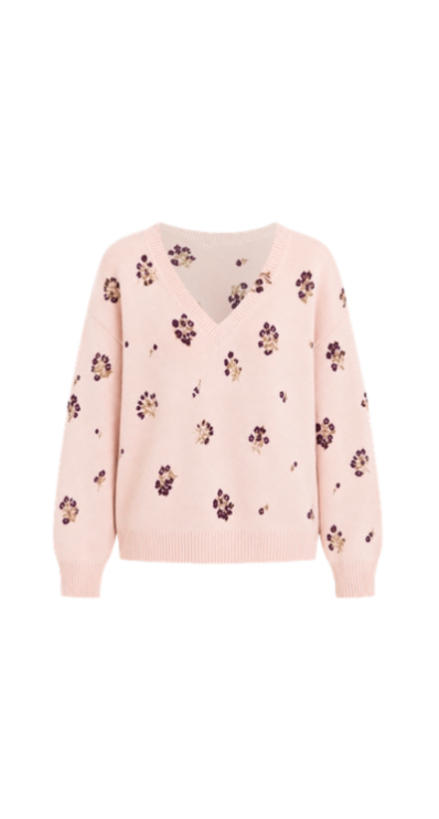 Petite pink floral sweater