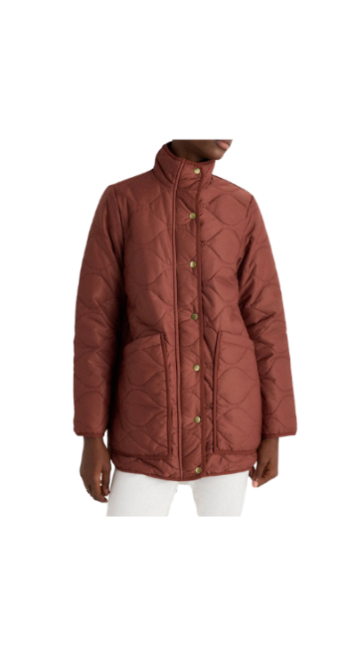 Quince quilted puffer jacket redwood color