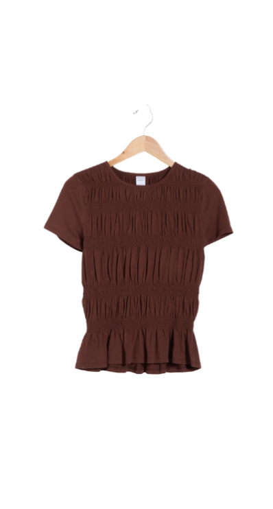 Short sleeve brown smocked top Nordstrom rack