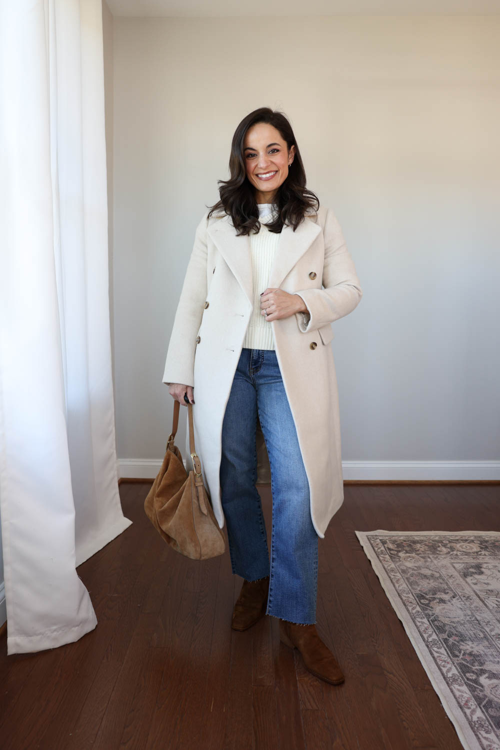 Petite-friendly straight jeans from Kut from the Kloth styled for winter via pumps and push-ups blog | petite jeans from Kut from the Kloth