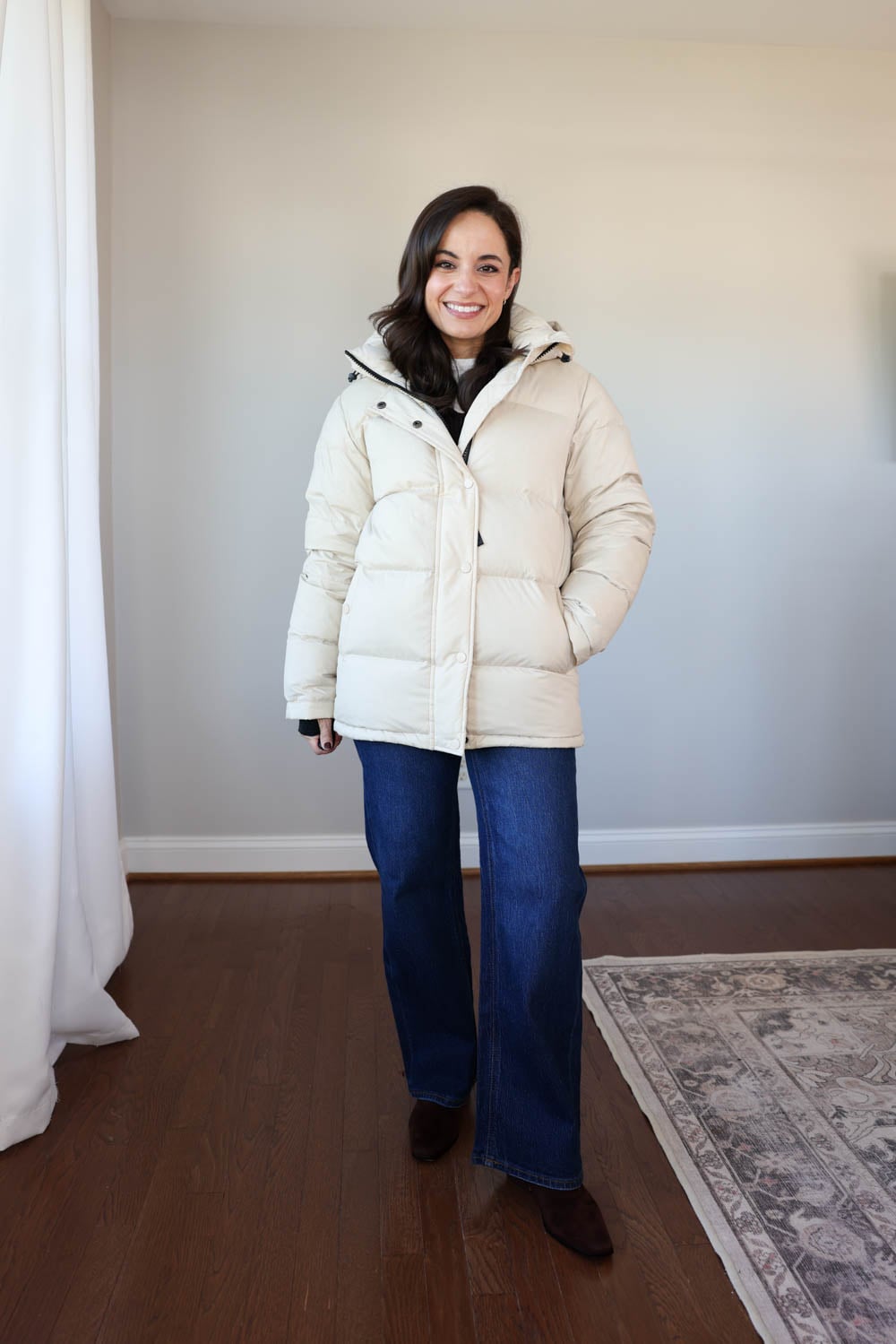 A review of the responsible down puffer coat from Quince via Pumps and Push-Ups blog | petite-friendly winter coats