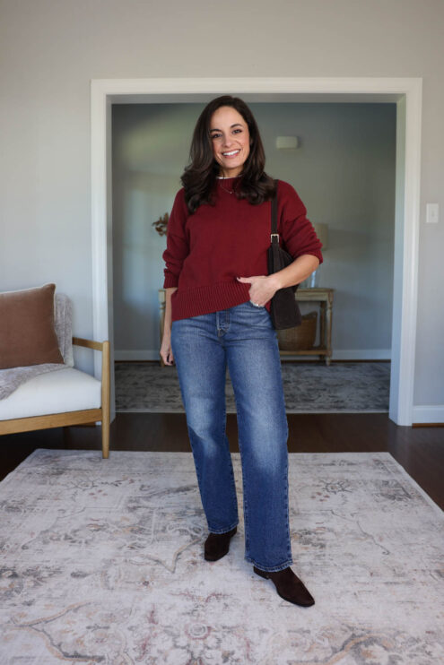 What shoes to wear with straight leg jeans for petites | fall outfits with straight leg jeans | petite fashion