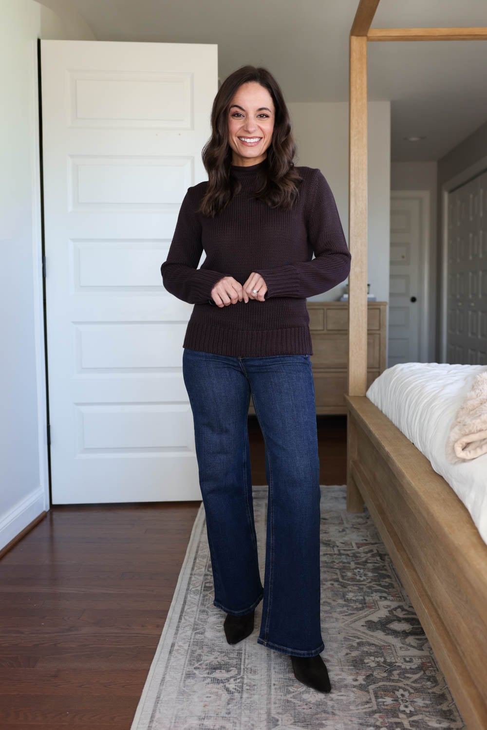 Petite fit review of Quince sweaters | Quince 100% Rollneck Sweater Review