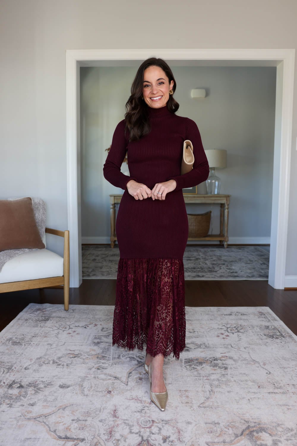 Petite-friendly holiday party dresses | winter wedding guest dress