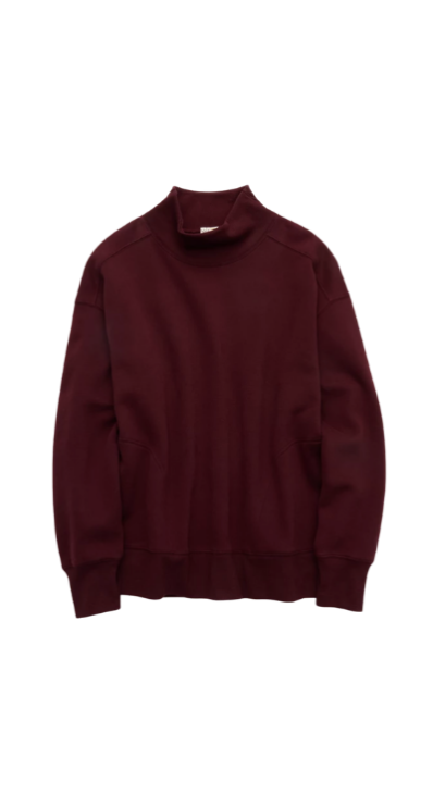 Aerie oversized mock neck sweatshirt in burgundy