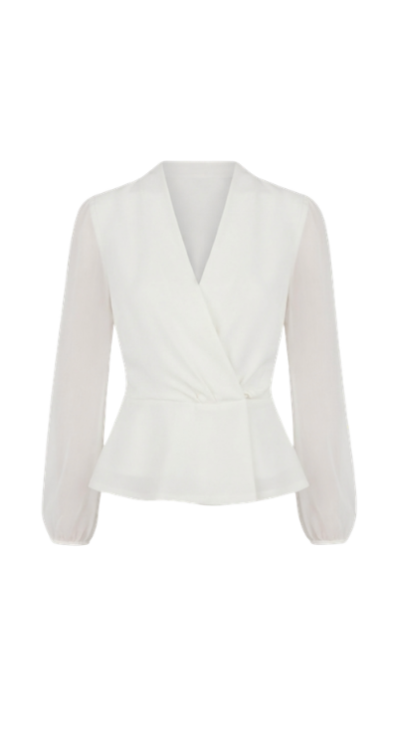 Ann Taylor white wrap long sleeve top