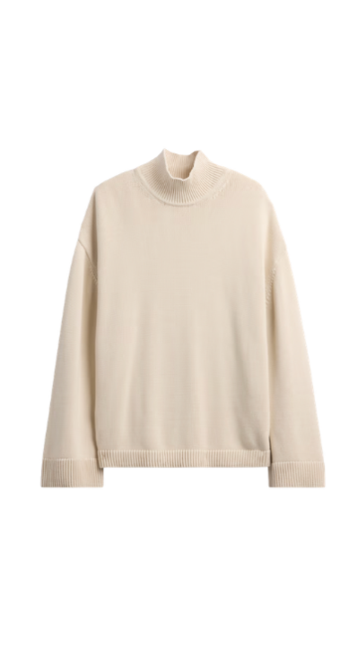 Beige oversized mockneck sweater from Gap