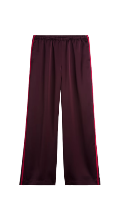 Burgundy satin pants from Gap