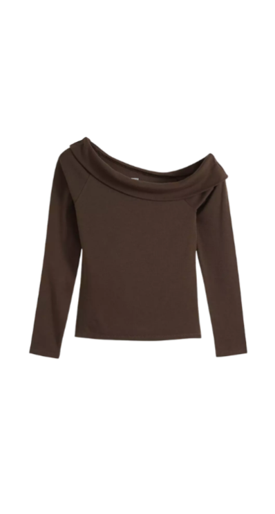 Off the shoulder brown top