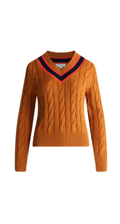 Orange v-neck sweater from Walmart for petites