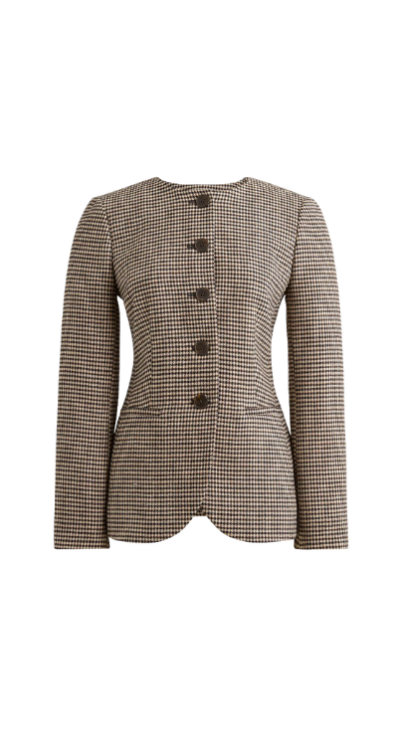 Plaid collarless blazer J.Crew petite-friendly