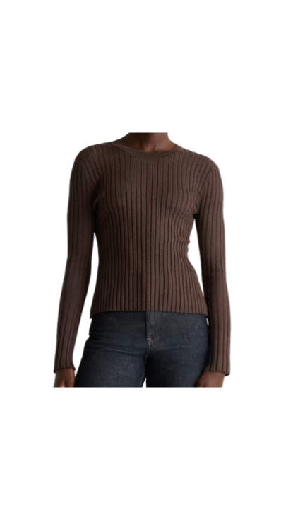 Quince brown ribbed long sleeve top