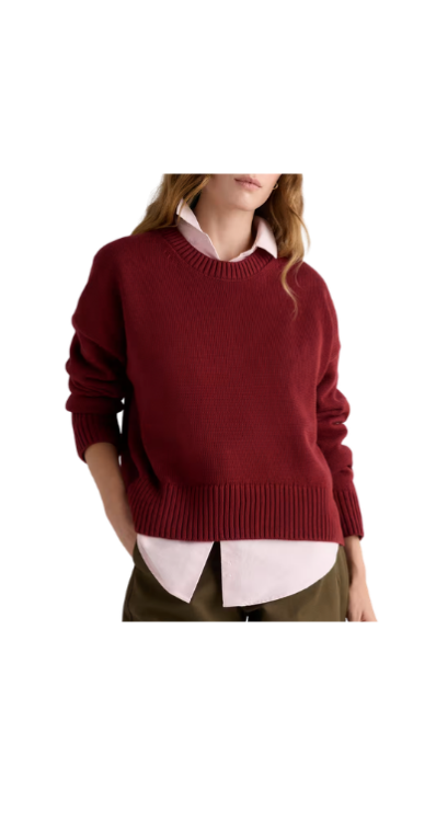 Quince organic cotton crew sweater in red