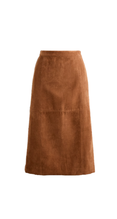 Suede midi skirt for petites